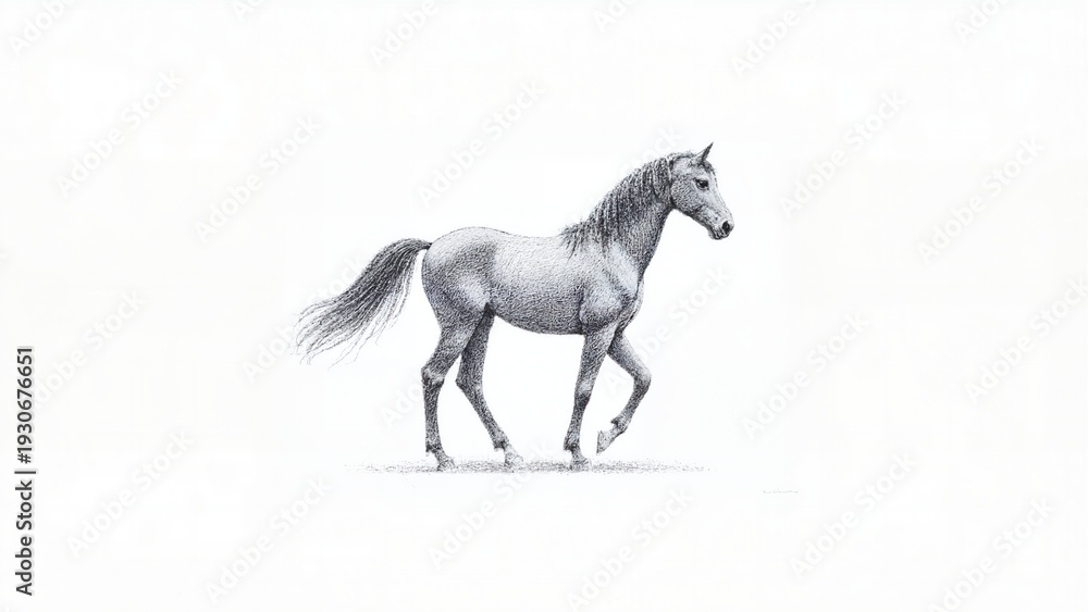 Fototapeta premium Detailed Equine Pencil Drawing with Natural Anatomical Form