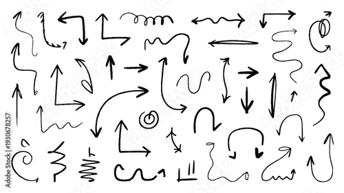 hand drawn arrows set for infographics and presentations  various directions