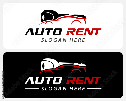 Auto Rent vector Logo Key Icon for Car Rental Branding