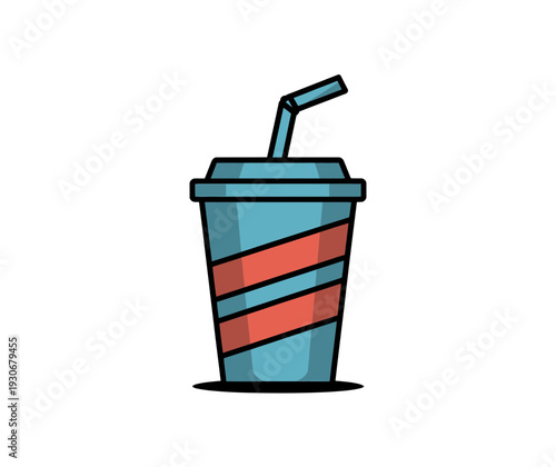 A colorful vector illustration of a disposable cup with a straw