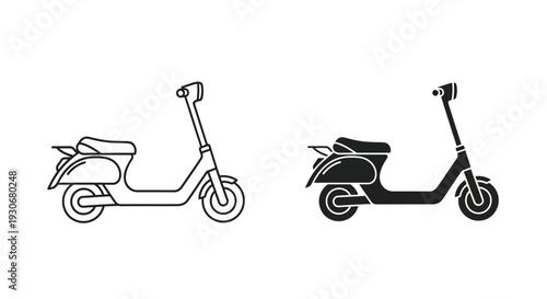 Two electric scooter outlines display modern transportation in black silhouette