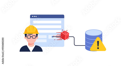 Cybersecurity Threat to Database Security and System Integrity. Vector Illustrations. EPS Editable
