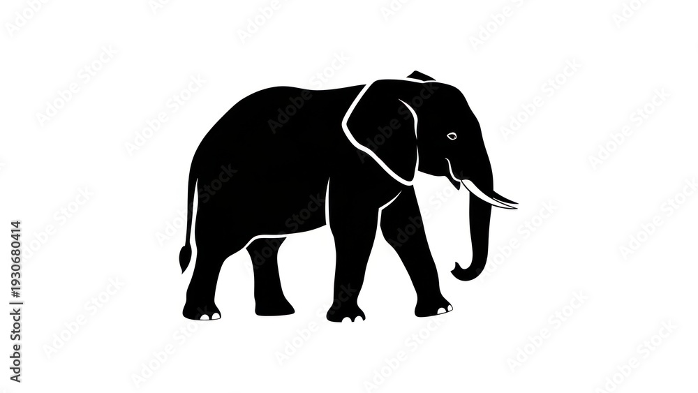Fototapeta premium Black Silhouette of an Elephant.