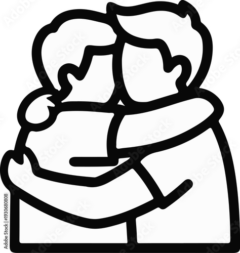 Two figures embracing in a warm, loving hug