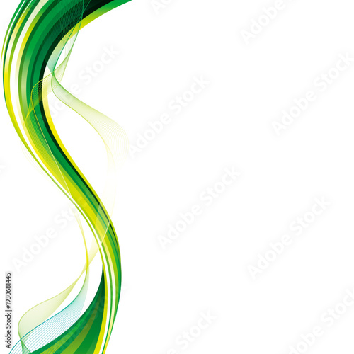 Abstract green wave illustration flowing through empty space from side view, referencing file 1772023876937.eps