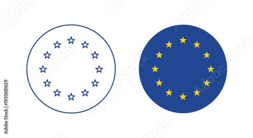 European union flag with twelve stars in a circular silhouette