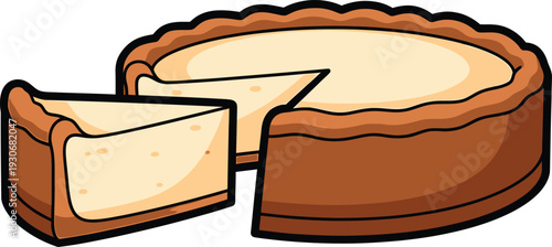Cheesecake with Slice Removed on White Background