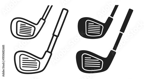 Black and white golf club designs presented as a striking silhouette