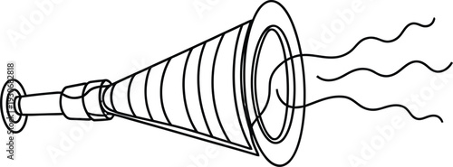 Vintage Megaphone Emitting Sound Waves Isolated on White Background