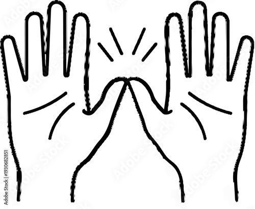 Two hands reaching up with energy radiating from the palms