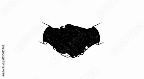 Two hands shaking in a black and white abstract sketch