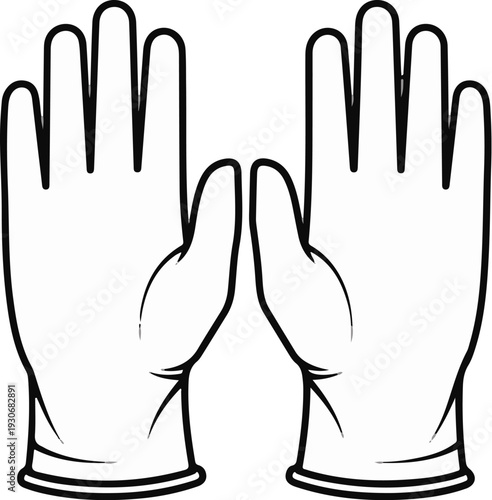 Two simple line drawings of protective gloves