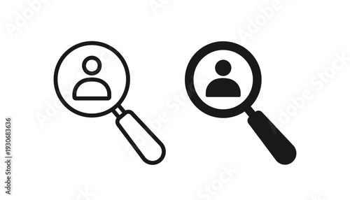 Anthropology icon. Searching job icon or logo isolated. Avatar search icon. Search user thin line vector icon