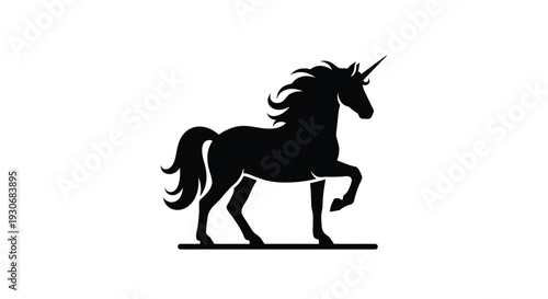 Majestic unicorn in motion a striking black form silhouette