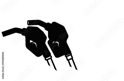 Two black silhouette fuel pump handles facing left
