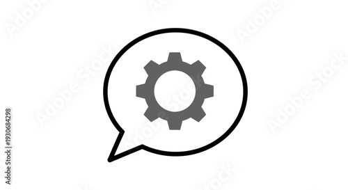 Magnifying Glass with Gear Icon for Settings Search and Technical Optimization, isolated white background