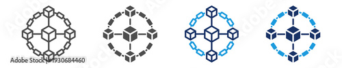 blockchain icon set with multi concept