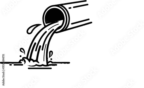 Water pouring from a pipe into a body of water