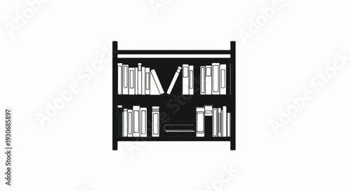 Two-shelf black bookshelf filled with various books, creating an organized display