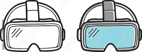 Hand drawn virtual reality goggles icon for VR gaming metaverse and future technology