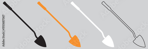 Shovel vector icon,  Garden shovel silhouette vector, Silhouette of a shovel tool illustration on white background