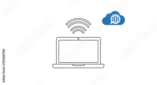 Laptop computer connected to cloud computing service via wireless internet.