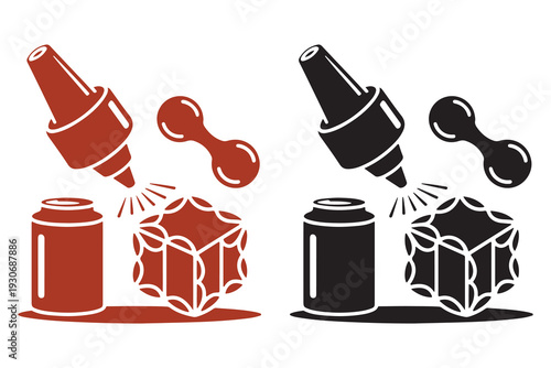 Industrial nano-coating process and advanced surface treatment illustration with molecular structure