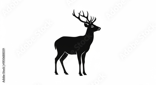 Deer Silhouette with Antlers Standing.
