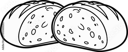 Two cartoonish slices of bread with visible air bubbles in the crumb