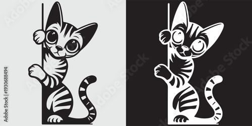 Cute cartoon tiger cubs playing with chopsticks vector illustration flat design