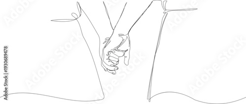 Continuous one line drawing of two people holding hands for love unity and partnership