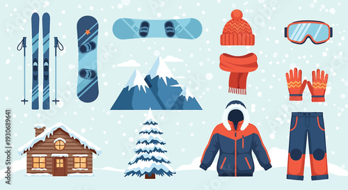 Snowboarding Equipment Isolated on Light Blue