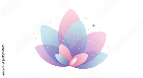 Pastel Colored Lotus Flower Illustration.