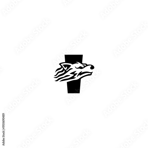 Tribal Wolf Head Alphabet i L...