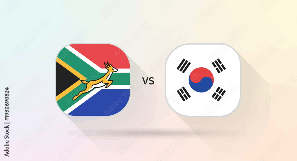 Fototapeta premium Two national flags facing each other with a versus symbol in between