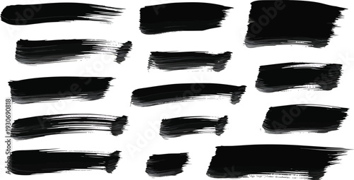 Black Brush Strokes on White Background