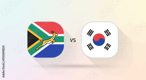 Two national flags facing each other with a versus symbol in between