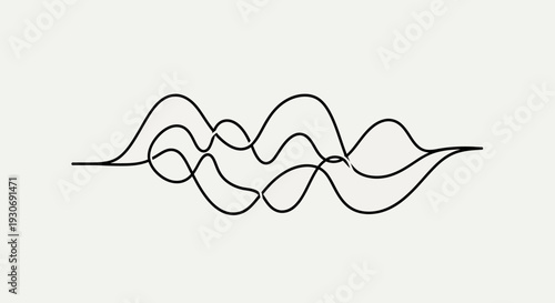 Minimalist black line art wavy pattern on white background.