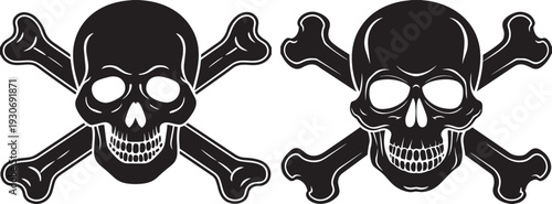 “Skull and Crossbones Silhouette Vector – Pirate Symbol Design, Danger Sign Illustration, and Gothic Skull Artwork” .