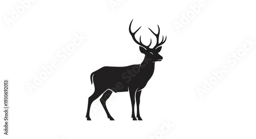 Deer Silhouette with Large Antlers.