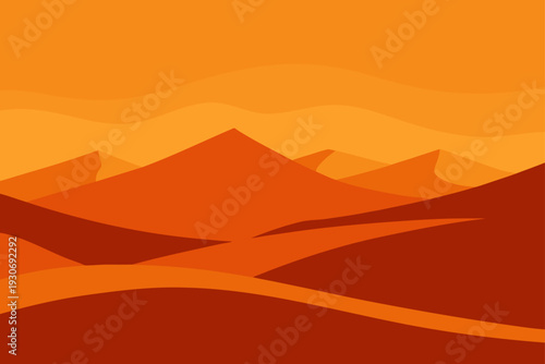 Vector desert landscape illustration with orange and red hues
