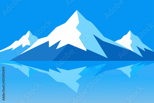 Vector mountain landscape with reflection