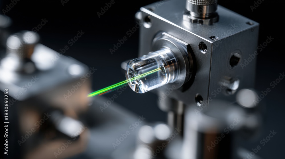 Fototapeta premium Laser beams in glass optic. High-tech precision for future innovation.