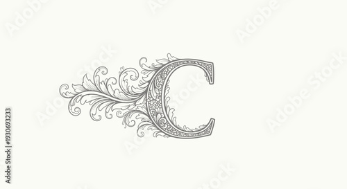 Ornate letter C with floral decoration.