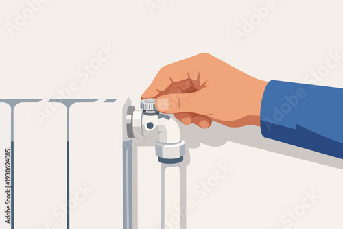 Adjusting radiator valve for home heating control and energy saving in winter