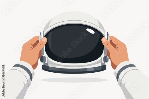 Astronaut hands holding space helmet for cosmic exploration and future mission