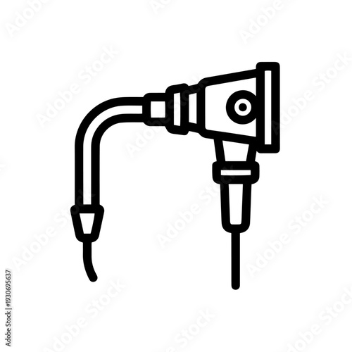 Professional colonoscope black and white vector icon designed in clean outline style representing a flexible medical instrument used for colon examination in hospitals gastroenterology clinics