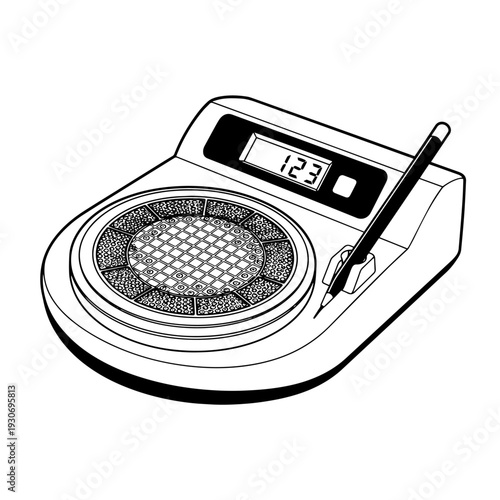 Colony Counter Black and White Vector Icon Microbiology Laboratory Equipment Line Art Illustration for Bacterial Culture Counting and Clinical Research Use