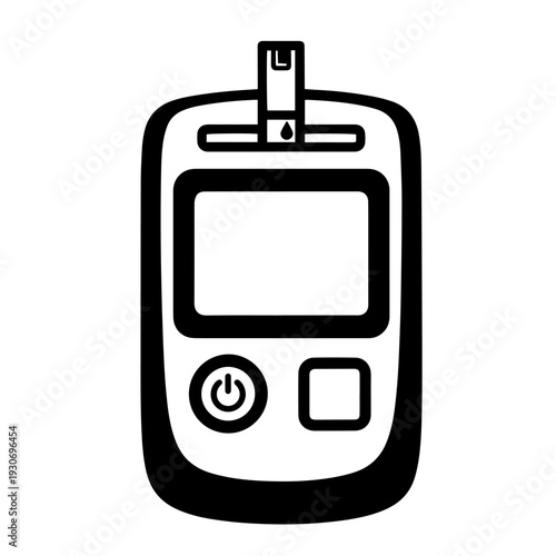 Glucometer icon black and white vector Glucometer Black and White Vector Icon Portable Blood Glucose Monitoring Device