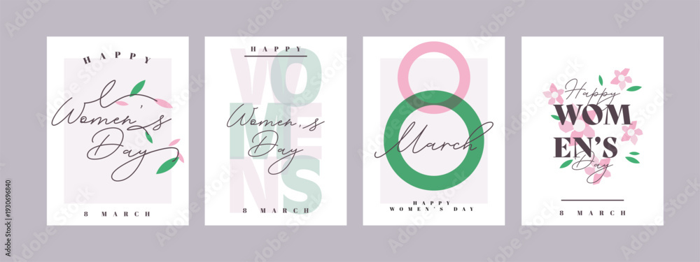 Fototapeta premium International Women's Day posters with floral and geometric design